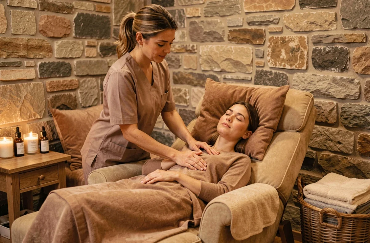 Soin relaxant des mains dans l'atmosphère cocooning et chaleureuse de Cocooning&Beauty