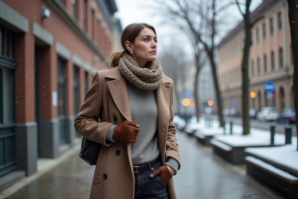 Femme élégante en hiver dans la ville
