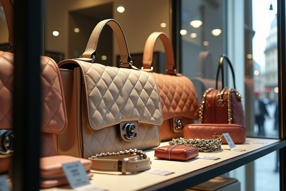 Vitrine avec sacs Chanel d